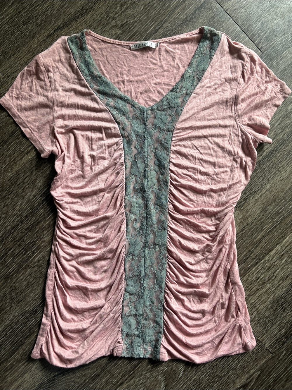 Mikarose Dusty Rose Short Sleeve Top with Gray Label